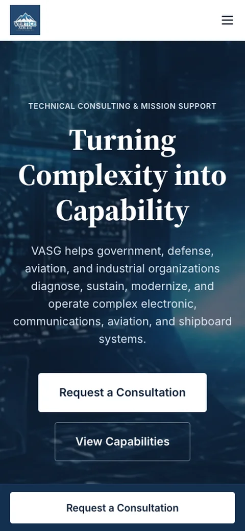 Vertice Adler website, mobile view
